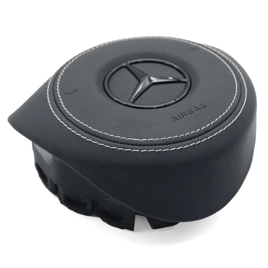 Mercedes airbag cover leer witte stiksels zwarte ster, Auto diversen, Tuning en Styling, Ophalen of Verzenden, RevParts, Info@revparts.nl