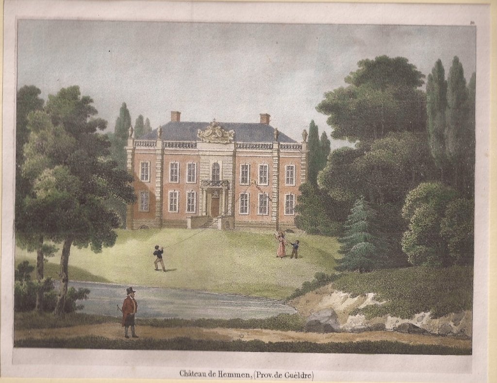 Château de Hemmen (Province de Gueldre)ca. 1830 Ingekl Litho, 1800 - 1899, Architectuur, Ophalen of Verzenden, 15 cm
