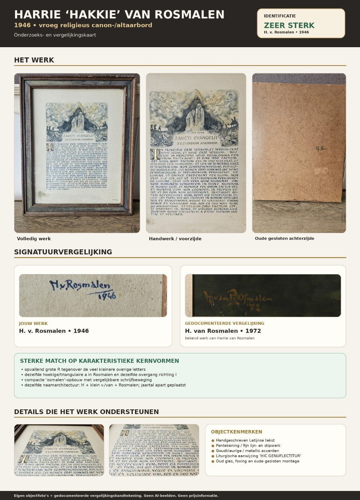 Hakkie van Rosmalen 1946 - Uniek Vroeg Religieus Werk -goud, Antiek en Kunst, Antiek | Religie, Ophalen of Verzenden
