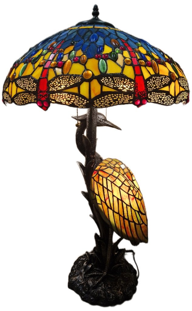 Tiffany stijl tafellamp Reiger 75x45 #24.2, Ophalen of Verzenden, Nieuw, Glas