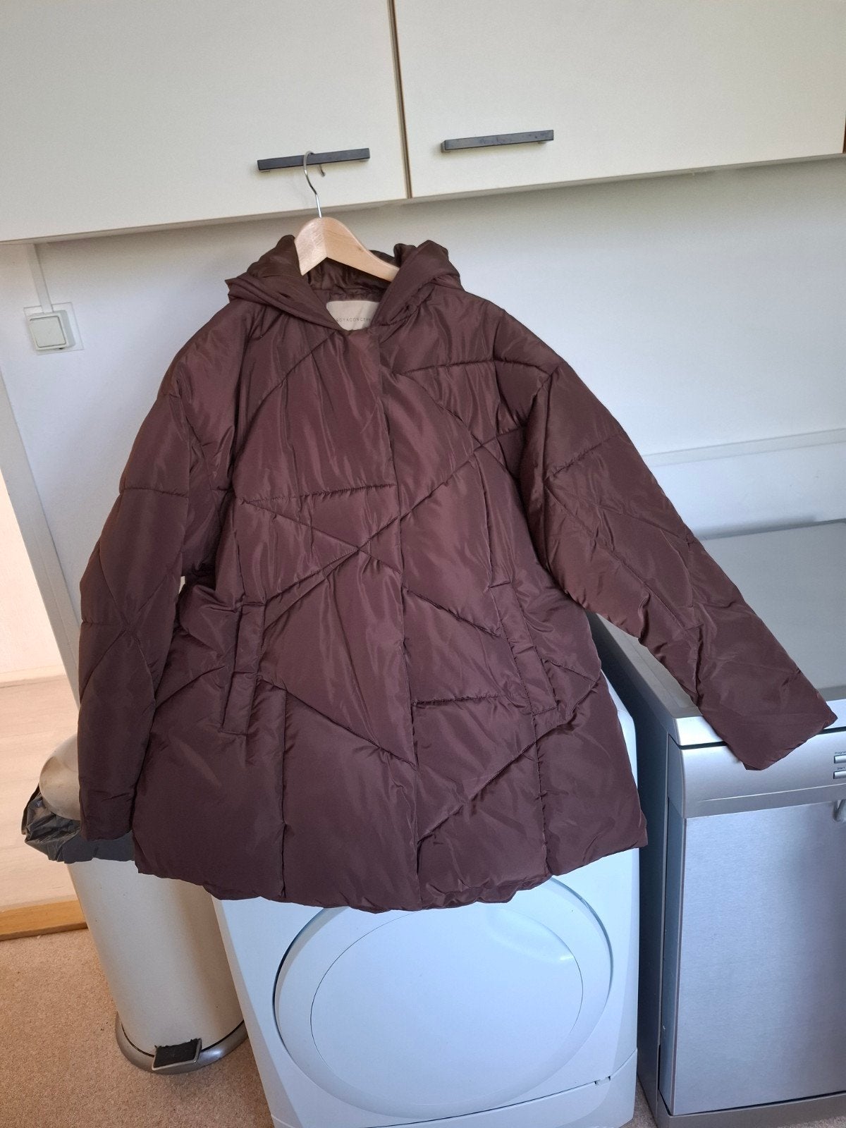 Bruine gewatteerde jas met capuchon maat XL merk Soyaconcept, Ophalen, Bruin, Soyaconcept, Maat 46/48 (XL) of groter