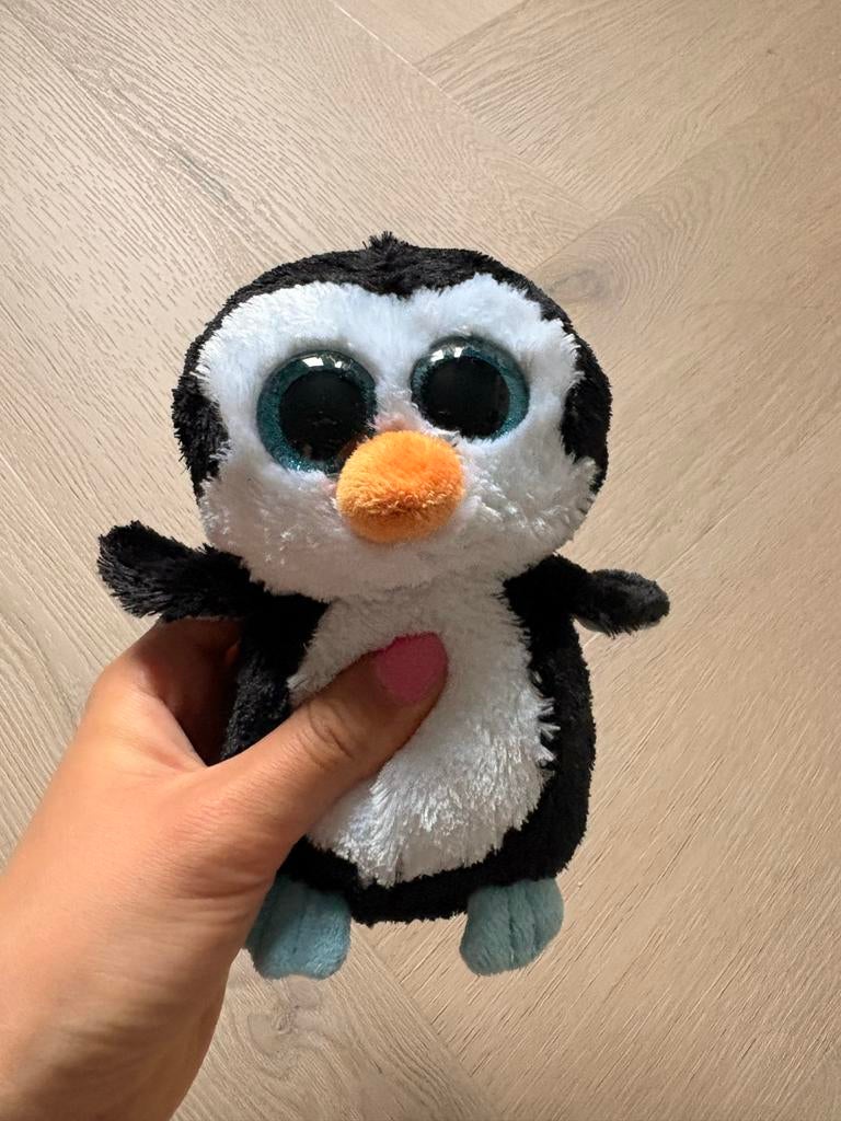 Ty Beanie Boo Pinguïn - Zo goed als nieuw, Pinguïn, Zwart, Ophalen of Verzenden, Klein (minder dan 20 cm)