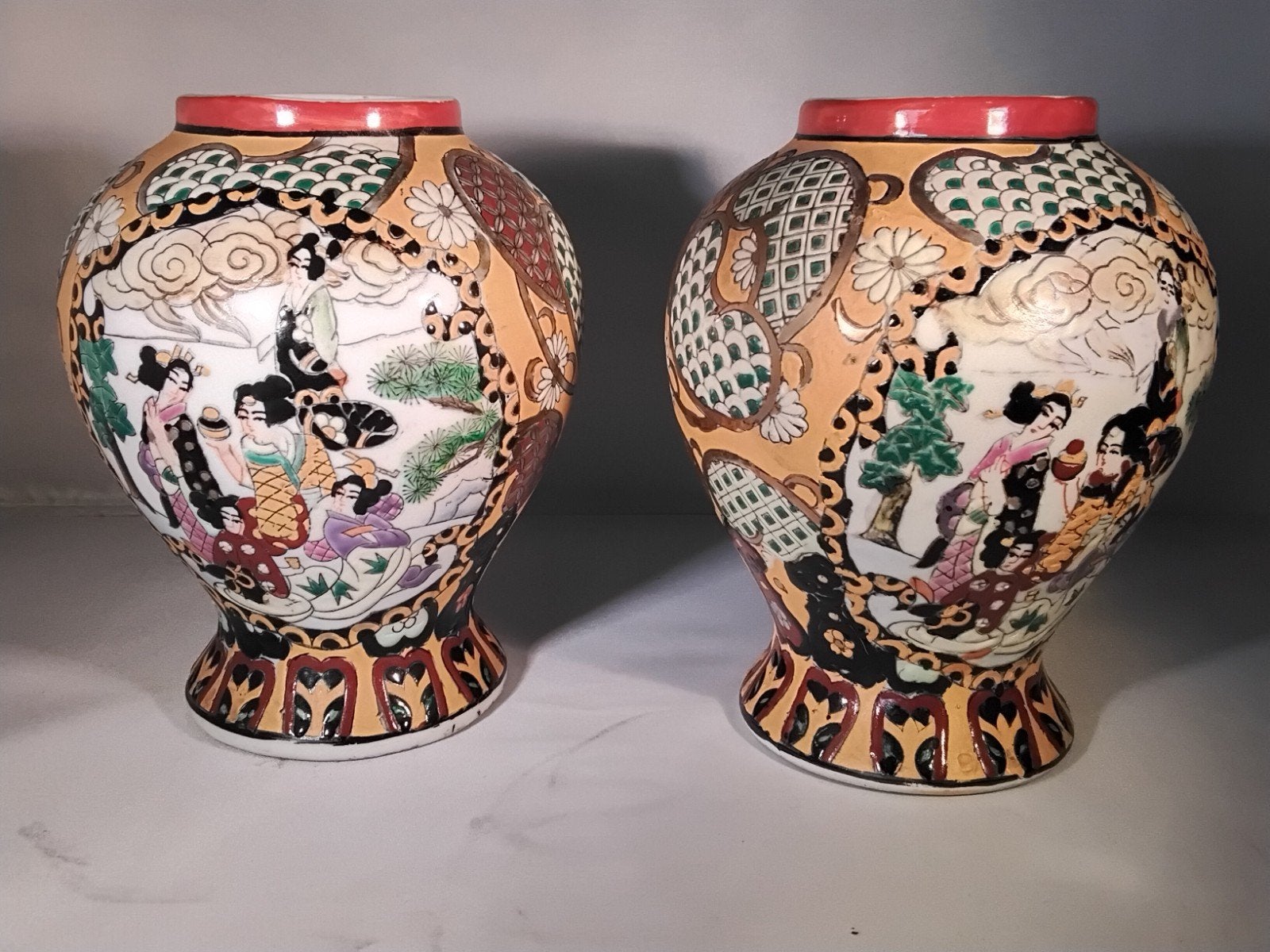 Set van 2 Antieke Japanse Satsuma Vaasjes., Antiek en Kunst, Ophalen of Verzenden