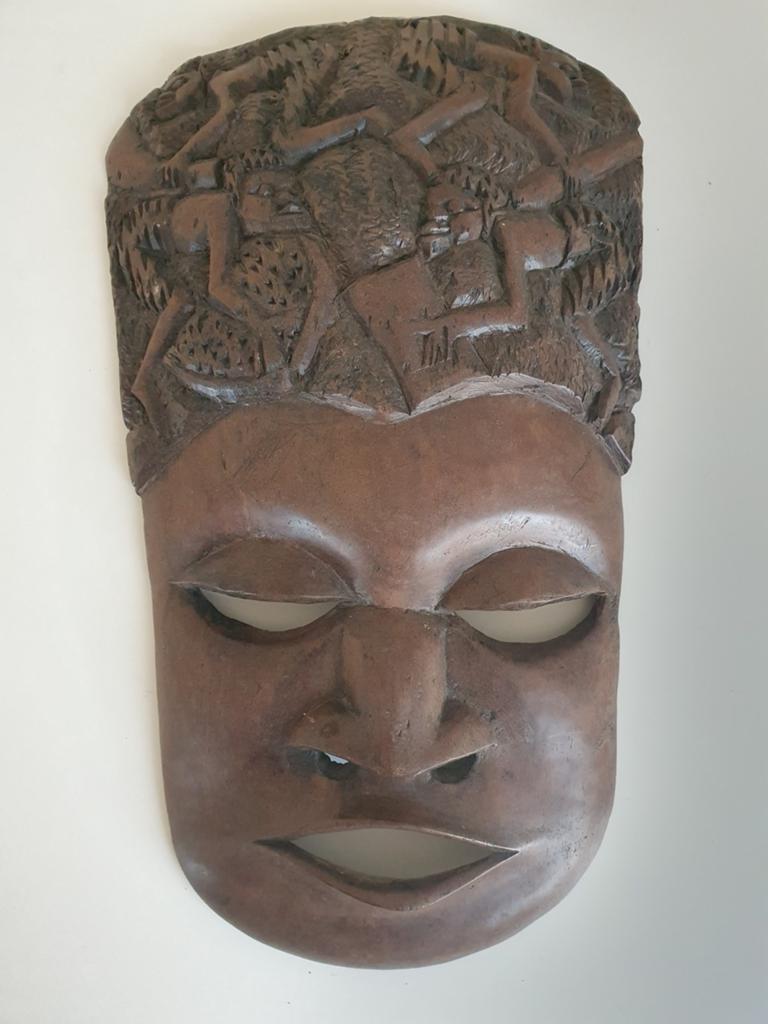 Masker uit Indonesie 35cm hard hout, Ophalen of Verzenden