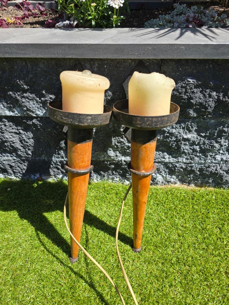 Originele Electrische Tuinfakkels met verlichting. Set van 2, Ophalen of Verzenden
