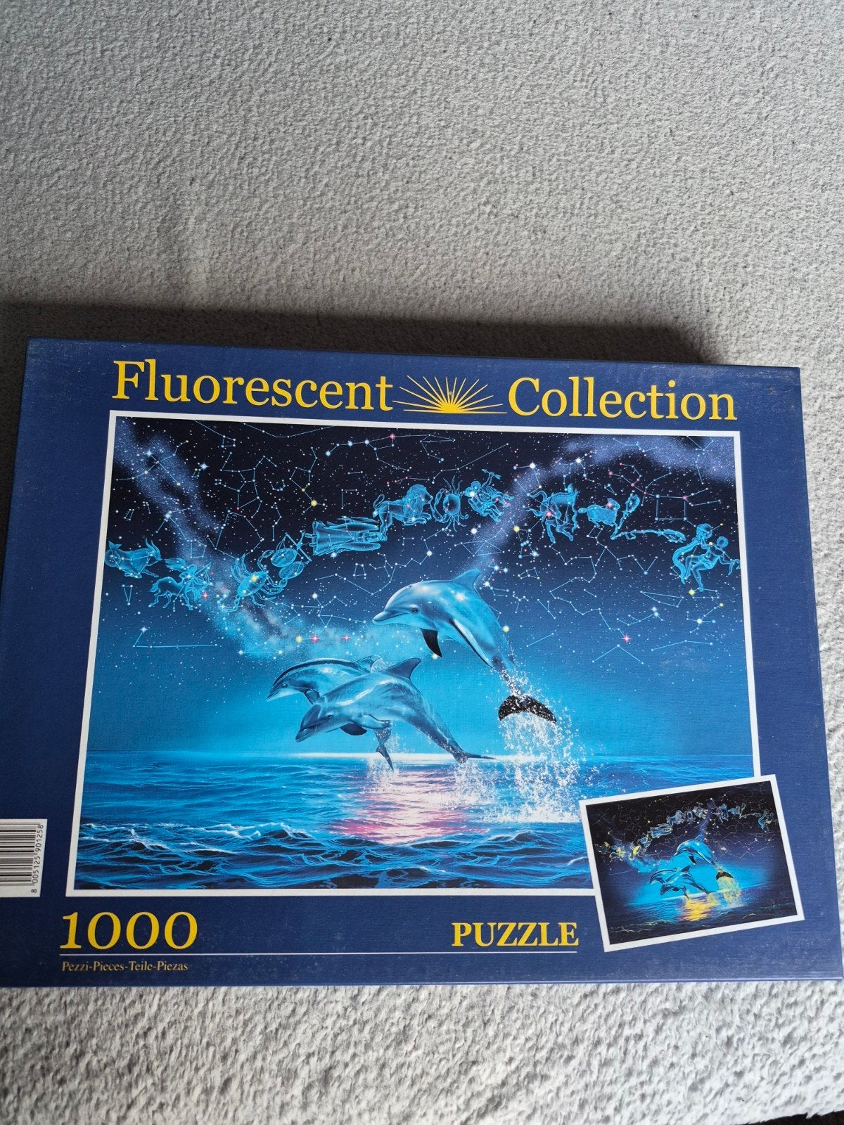 Glow in the Dark Puzzel Dolfijnen 1000 stukjes, Ophalen of Verzenden, 500 t/m 1500 stukjes, Gebruikt, Legpuzzel