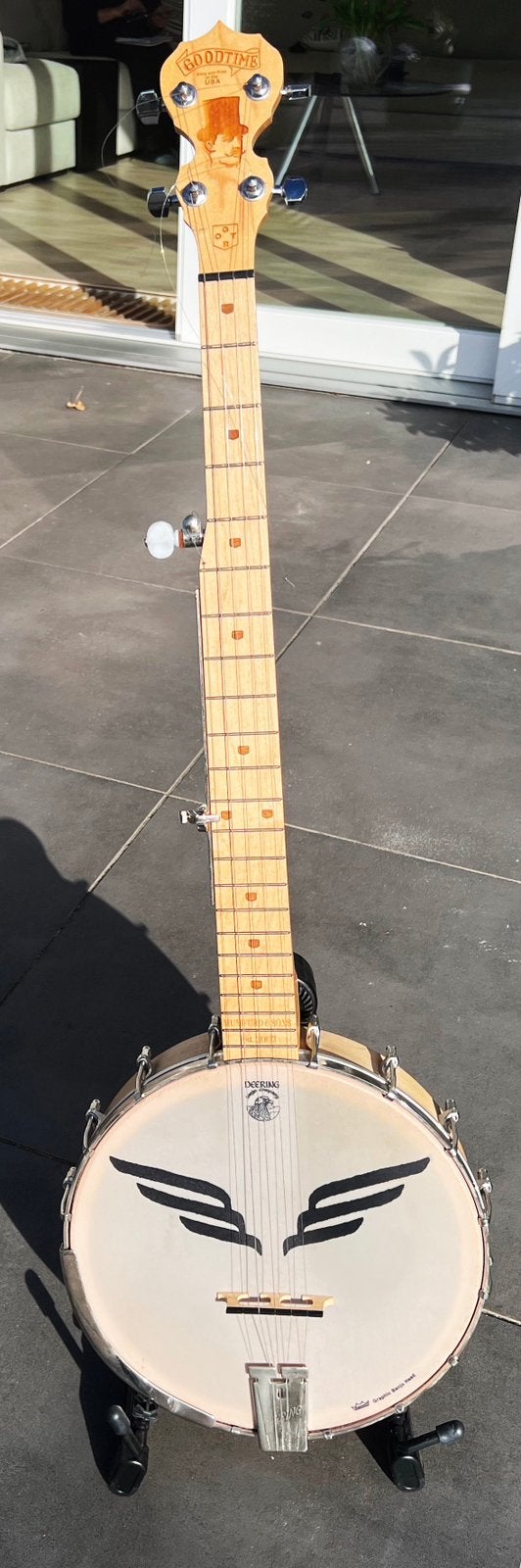 Unieke Deering banjo met Wing logo, Ophalen, Zo goed als nieuw
