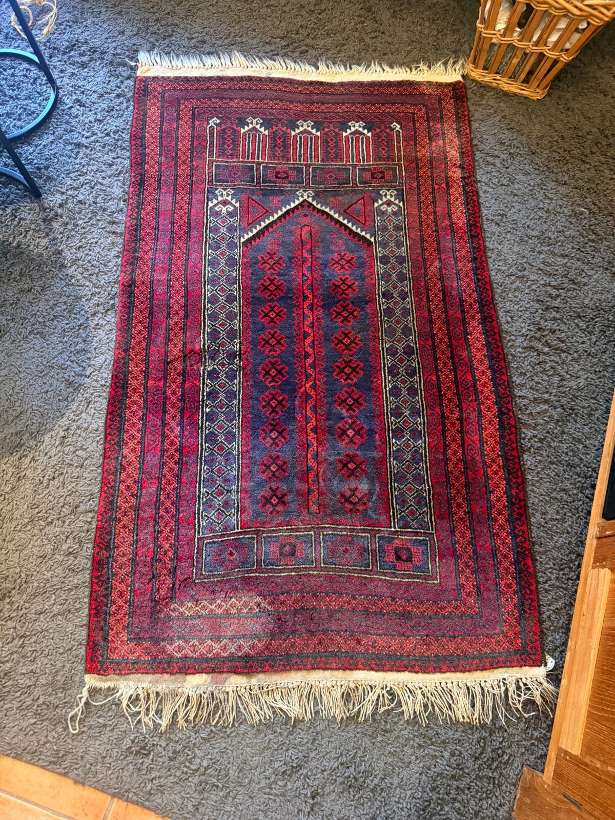 Handgeknoopt perzisch tapijt 100% wol; 165 bij 92cm, Ophalen, Gebruikt, Perzisch, 50 tot 100 cm