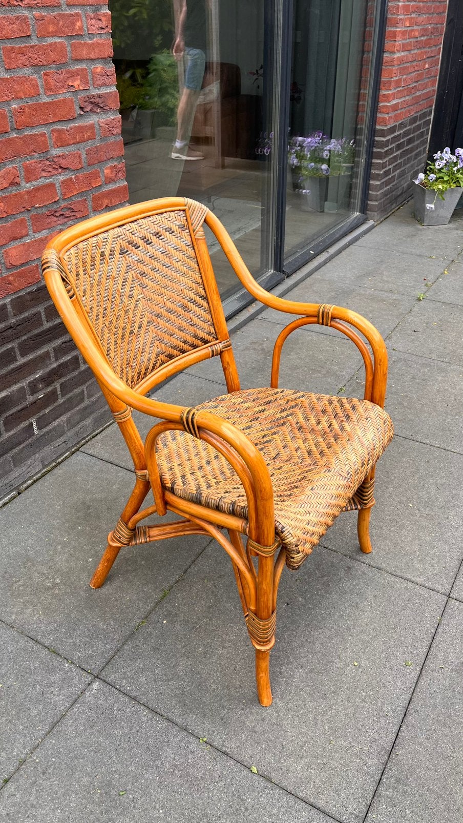 Twee bamboe rotan stoelen, Huis en Inrichting, Stoelen, Ophalen, Gebruikt, Twee, Overige kleuren