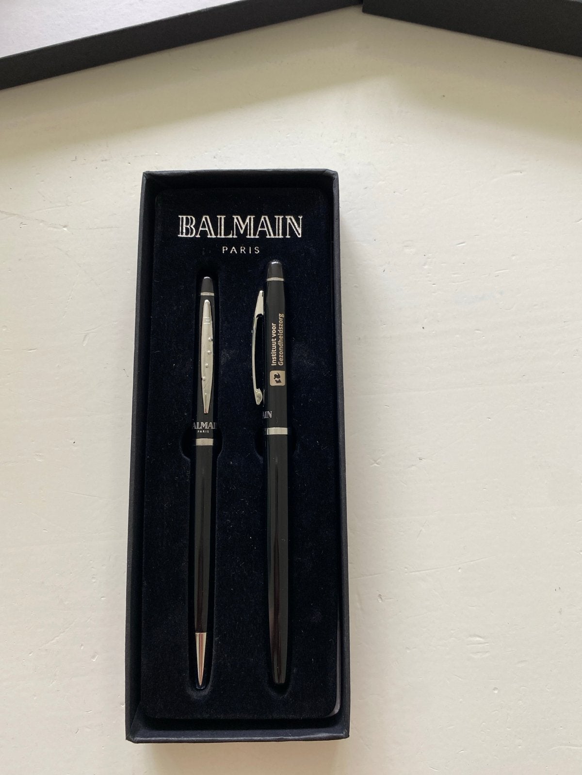 Balmain Pennenset - Balpen en Rollerpen in doosje, Pennenset, Met doosje, Zo goed als nieuw, Ophalen