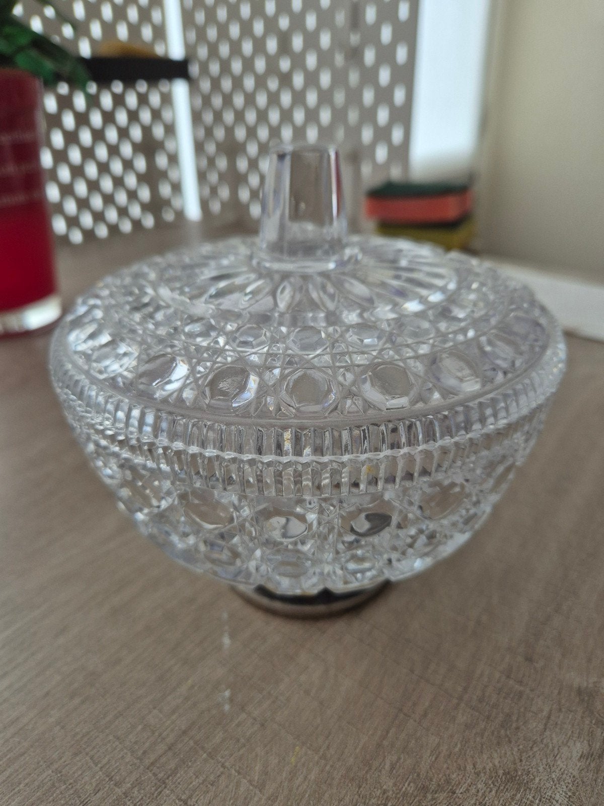 Vintage glazen bonbonschaaltje met deksel, Ophalen of Verzenden