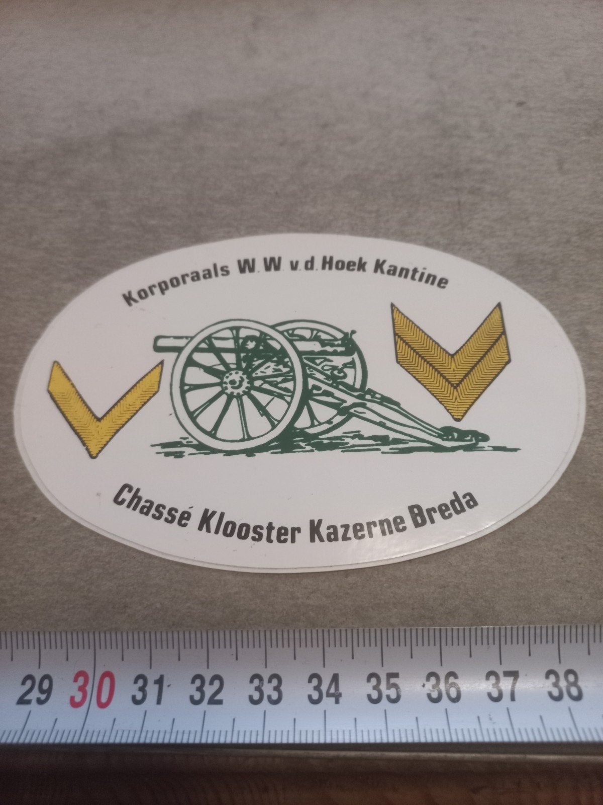 Sticker Korporaals W.W. v.d. Hoek Kantine Chassé Kazerne, Ophalen of Verzenden, Nieuw