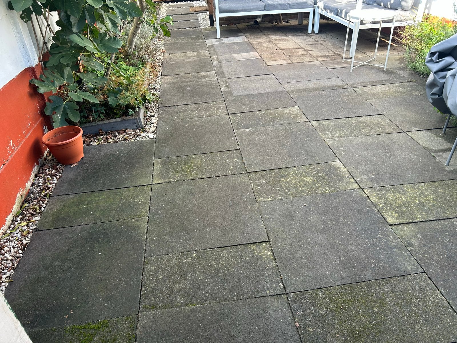 Gratis af te halen: Grijze tuintegels, Tuin en Terras, Ophalen, Gebruikt, 10 m² of meer, Beton