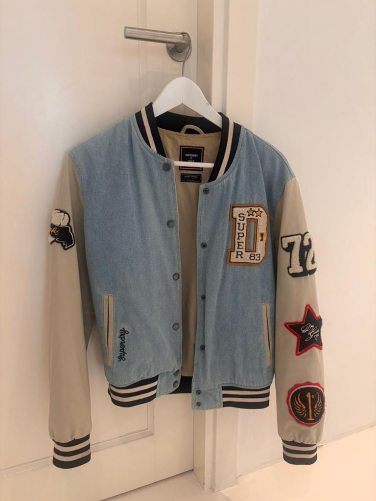 Bomberjack Superdry, Kleding | Dames, Jassen | Zomer, Ophalen of Verzenden, Zo goed als nieuw, Maat 36 (S), Blauw