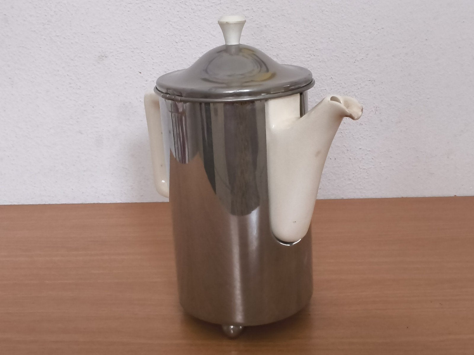 Vintage Koffiepot met RVS Mantel en Porseleinen Binnenkan, Ophalen of Verzenden