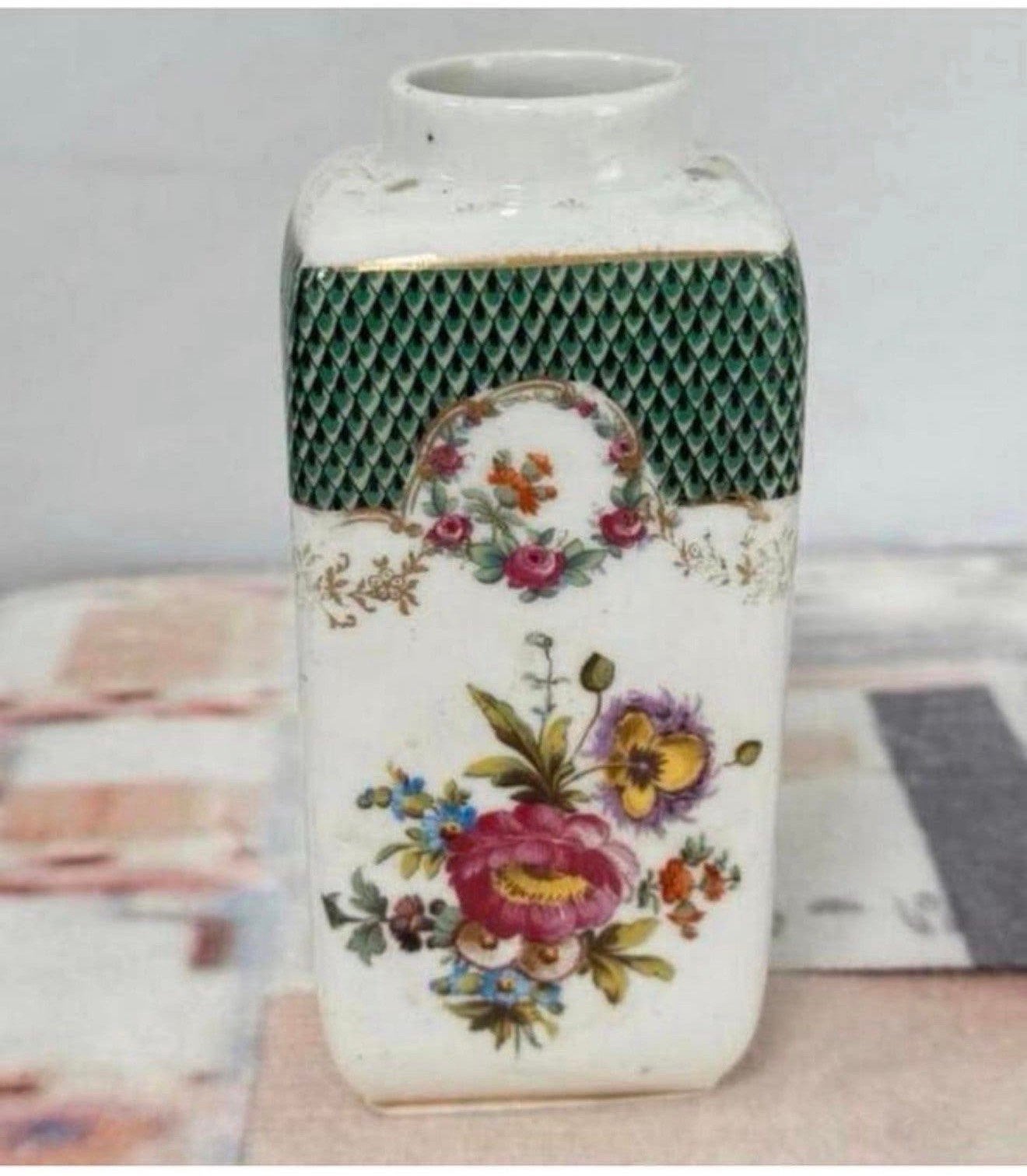 Vintage Porseleinen vaasje Vaas - Signed Prov SXE bloemen, Gebruikt, P, P, P