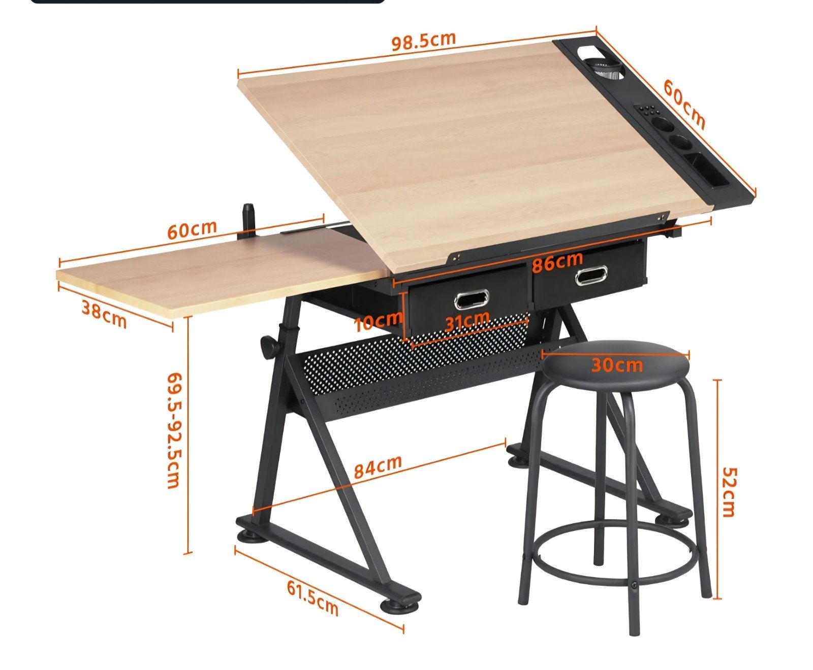 Tekentafel met  en opbergruimte - verstelbaar, Doe-het-zelf en Verbouw, Tekentafels, Ophalen, Nieuw, 150 tot 170 cm
