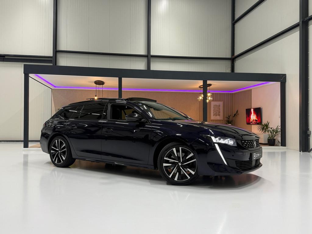 Peugeot 508 SW Hybrid 225pk GT | Focal Audio | Pano | 360°, Auto's, Gebruikt, 4 cilinders, Blauw, Leder en Stof