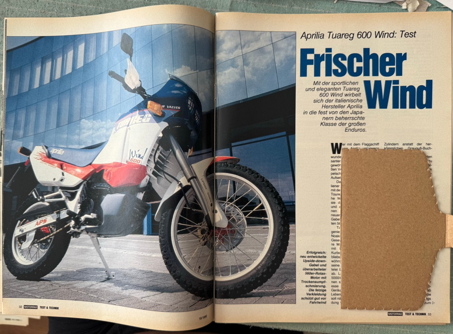 Test 1988 Aprilia Tuareg 600 Wind, Verzamelen, Verzenden, Zo goed als nieuw, Motoren