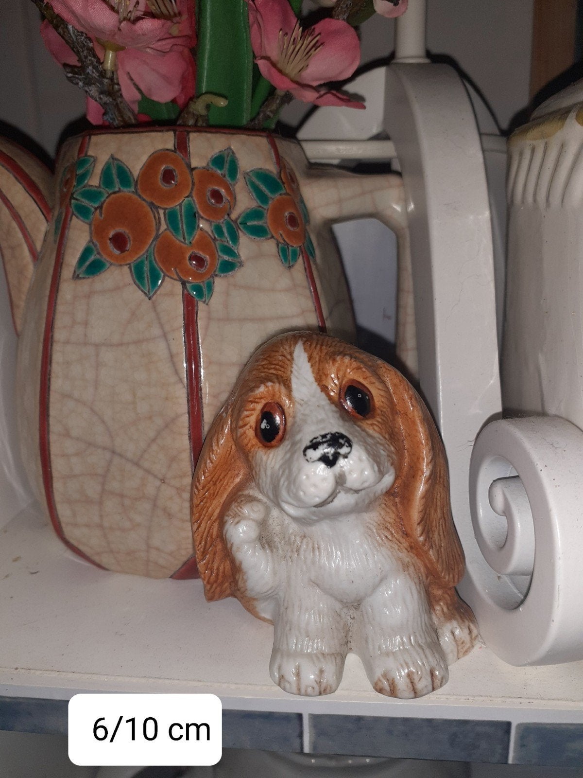 Vintage keramieken hondje - Basset Hound/Spaniël look, Ophalen of Verzenden