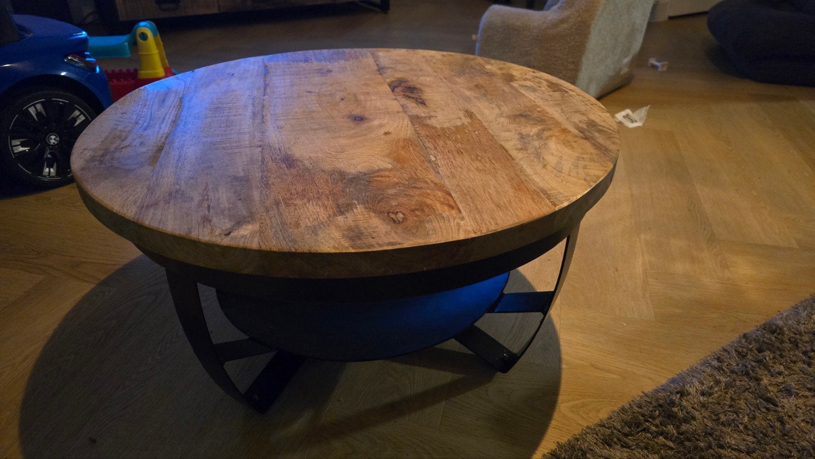 Ronde salontafel mangohout 70 cm, Ophalen, Gebruikt, 50 tot 100 cm, Rond