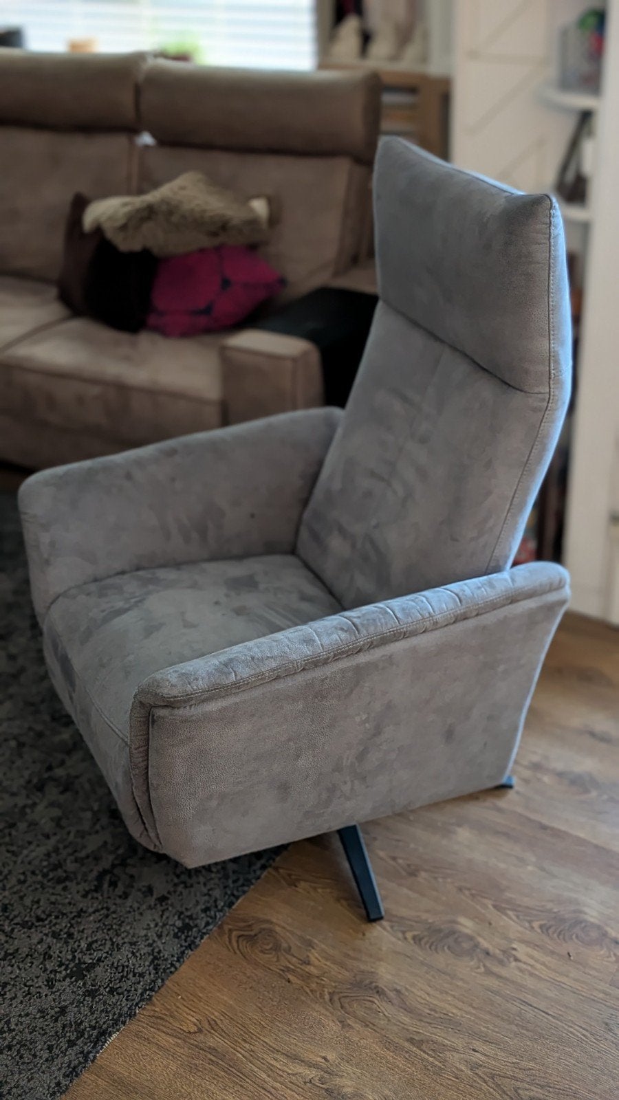 Grijze relaxfauteuil met USB-oplaadpoort, Huis en Inrichting, Stoelen, Modern met relaxfunctie, Gebruikt, Ophalen of Verzenden