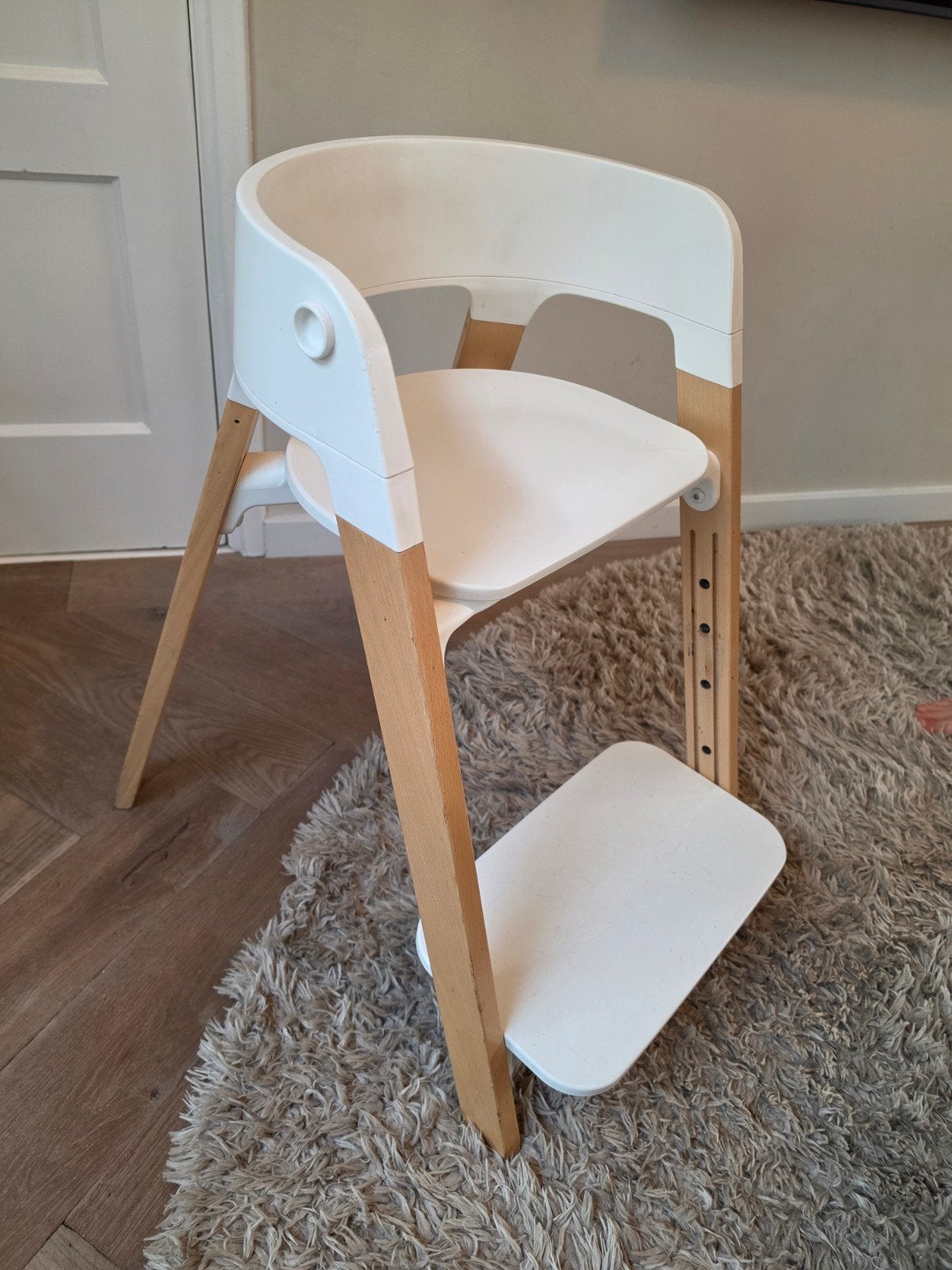 stokke steps meegroeistoel wit/hout - verstelbaar, Kinderen en Baby's, Ophalen, Gebruikt, Meegroeistoel