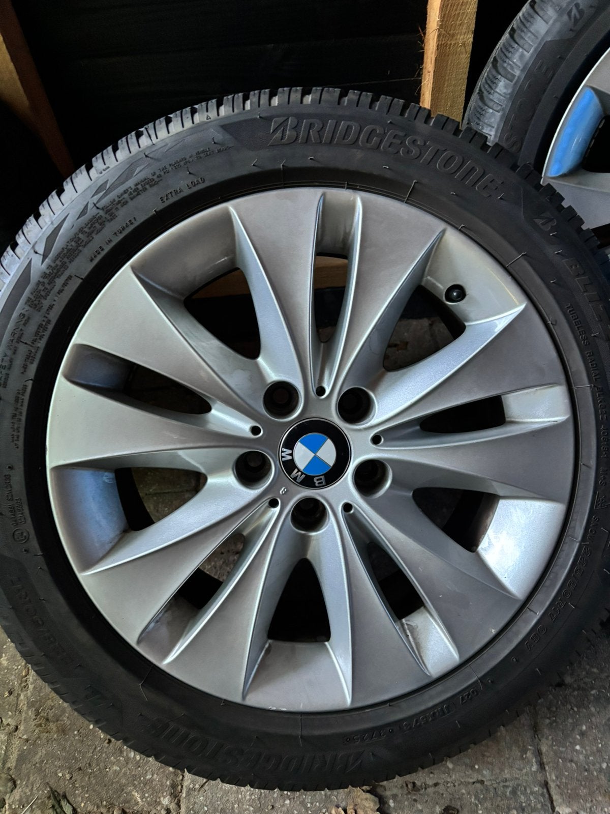 7-8 mm Bridgestone winterbanden op oem bmw velgen, Auto-onderdelen, Ophalen, Velg(en), 17 inch, Winterbanden