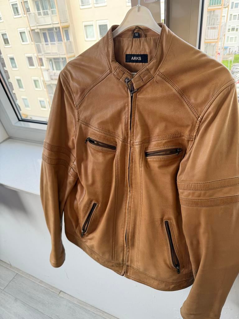 Bruine jas en hemden, allemaal maat M, Kleding | Heren, Ophalen of Verzenden, Gedragen, Maat 48/50 (M), Bruin