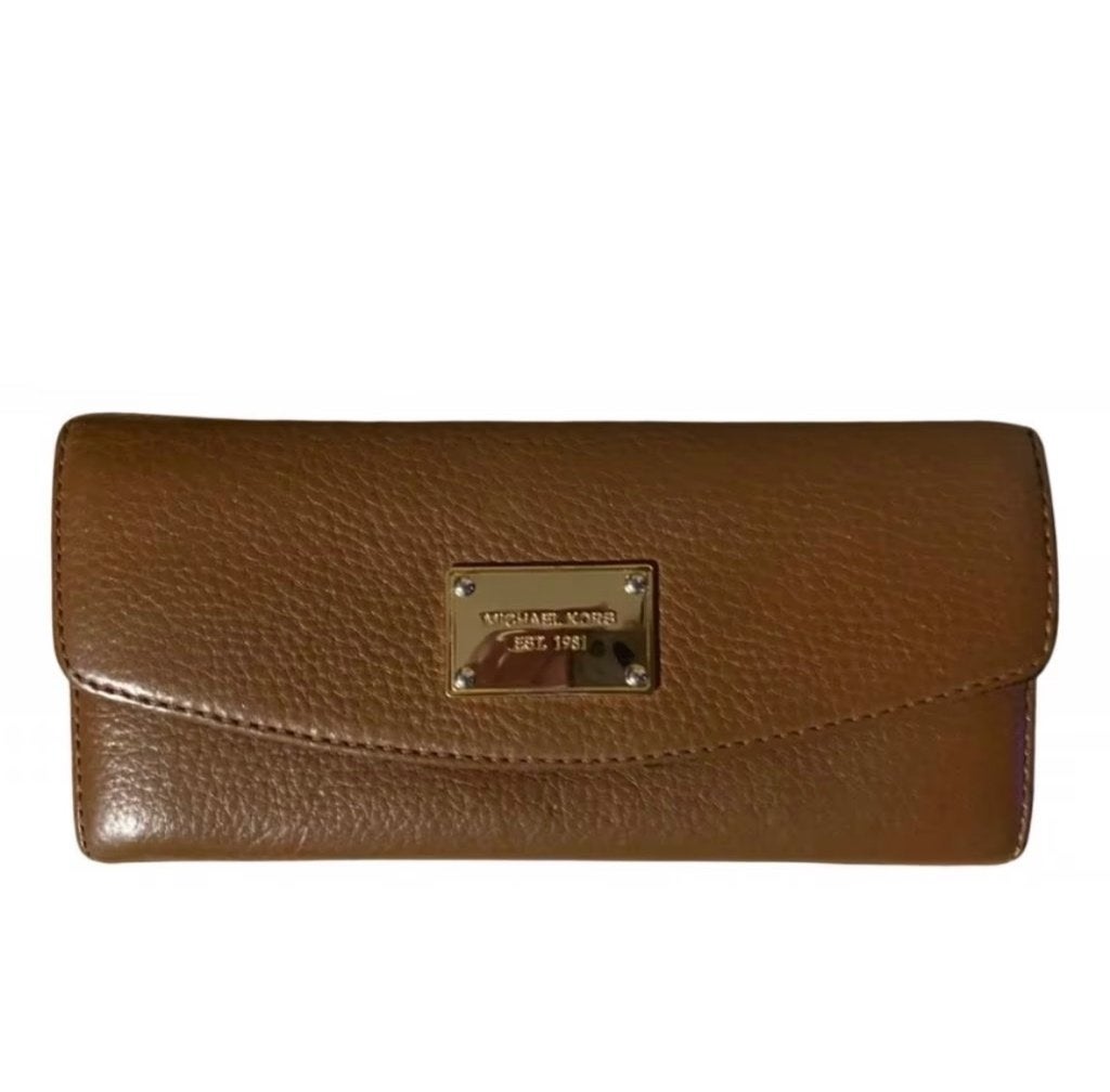 Michael Kors portemonnee bruin leer, Sieraden, Tassen en Uiterlijk, Overige merken, Gebruikt, Bruin, Ophalen of Verzenden