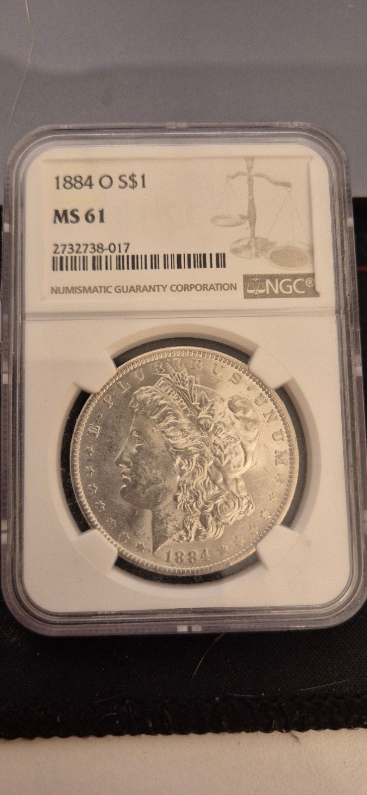1884 O S$1 MS 61 Morgan Dollar NGC Gecertificeerd Zilver, Ophalen of Verzenden