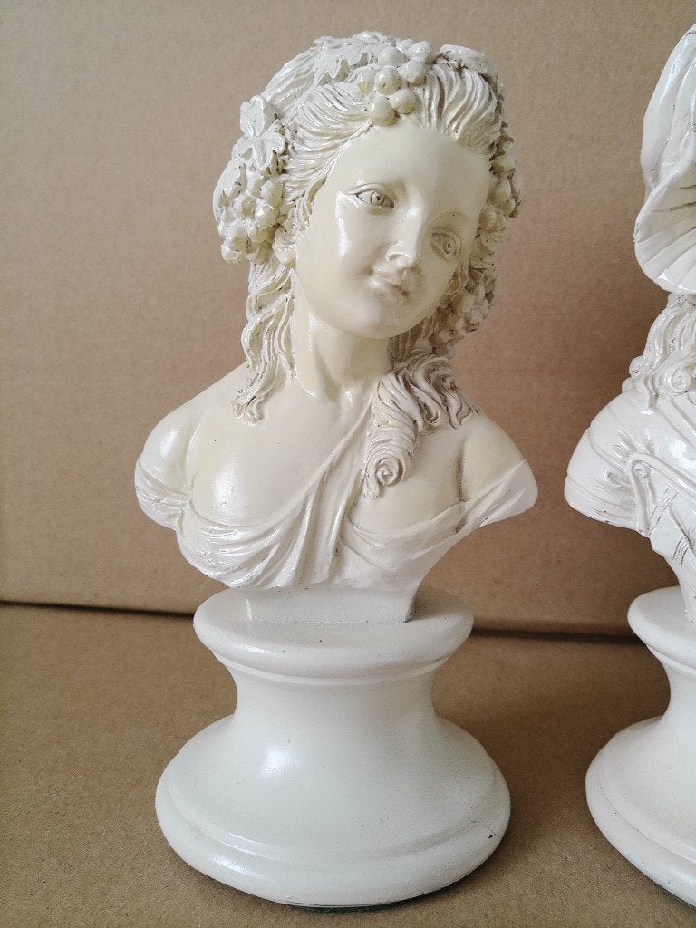 Vintage borstbeeld dame Rococo stijl set borstbeelden 19cm, Ophalen of Verzenden, Zo goed als nieuw, Mens