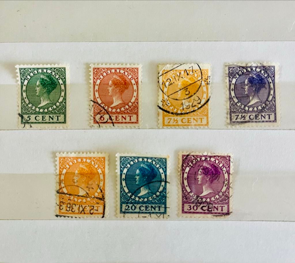 Nederlandse Postzegels Koningin Wilhelmina (7 stuks), Postzegels en Munten, Postzegels | Nederland, Ophalen of Verzenden, T/m 1940