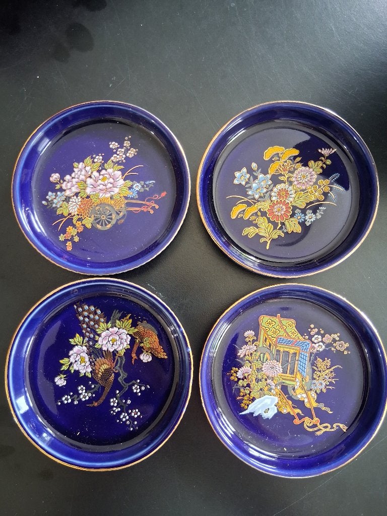 Mooie diepblauwe onderzetters Japans porselein *eureka*, Antiek en Kunst, Ophalen of Verzenden