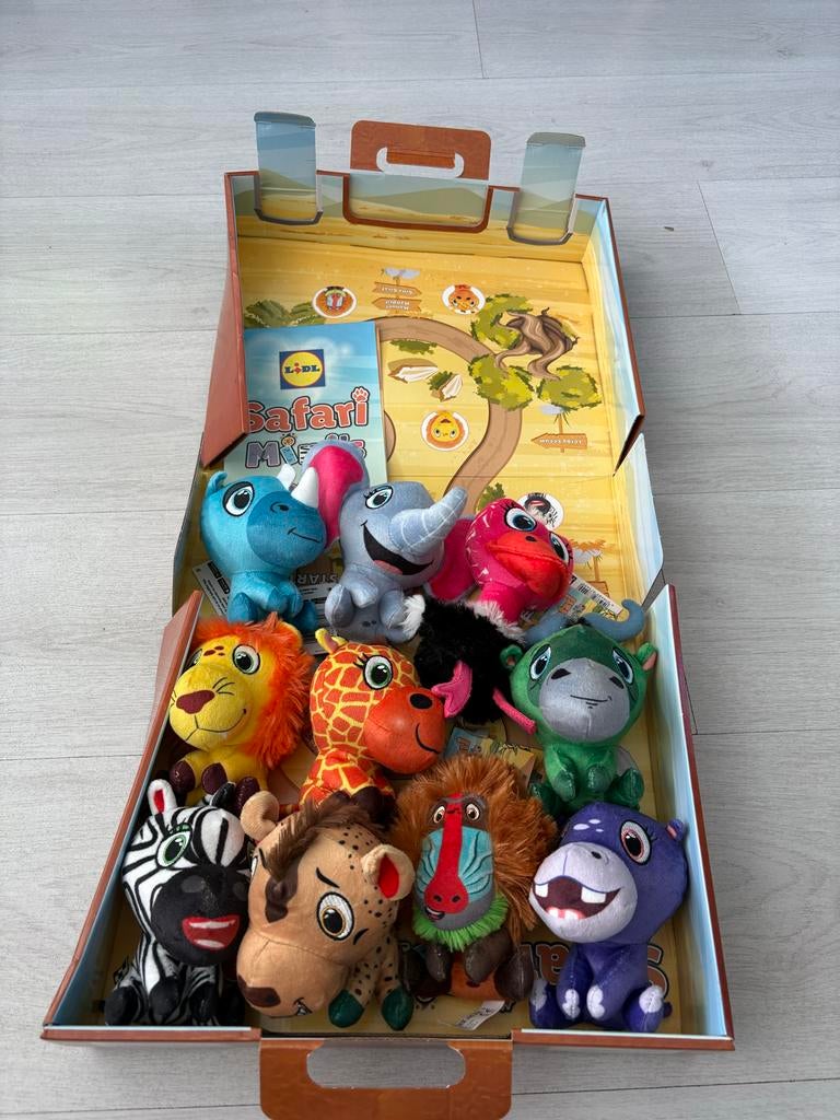 Lidl Safari Mini's Knuffels - Complete set, Kinderen en Baby's, Speelgoed | Knuffels en Pluche, Lidl, Met doos, Overige karakters