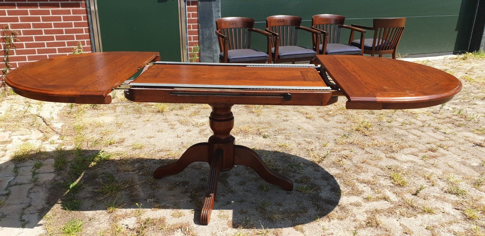 Bannink Jugendstil kersenhout uitschuifbare eettafel, Antiek en Kunst, Ophalen