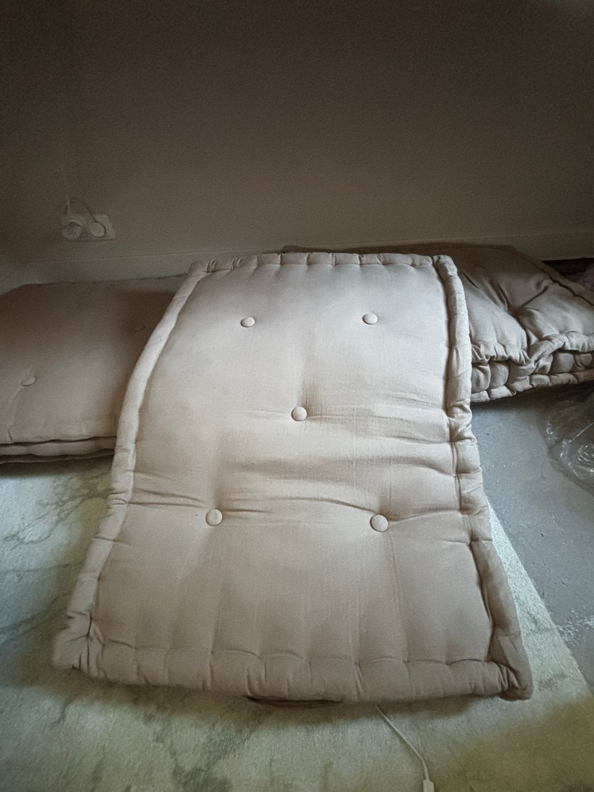 4 nette palletkussens 60x80, Ophalen, Gebruikt, Palletkussen, Beige