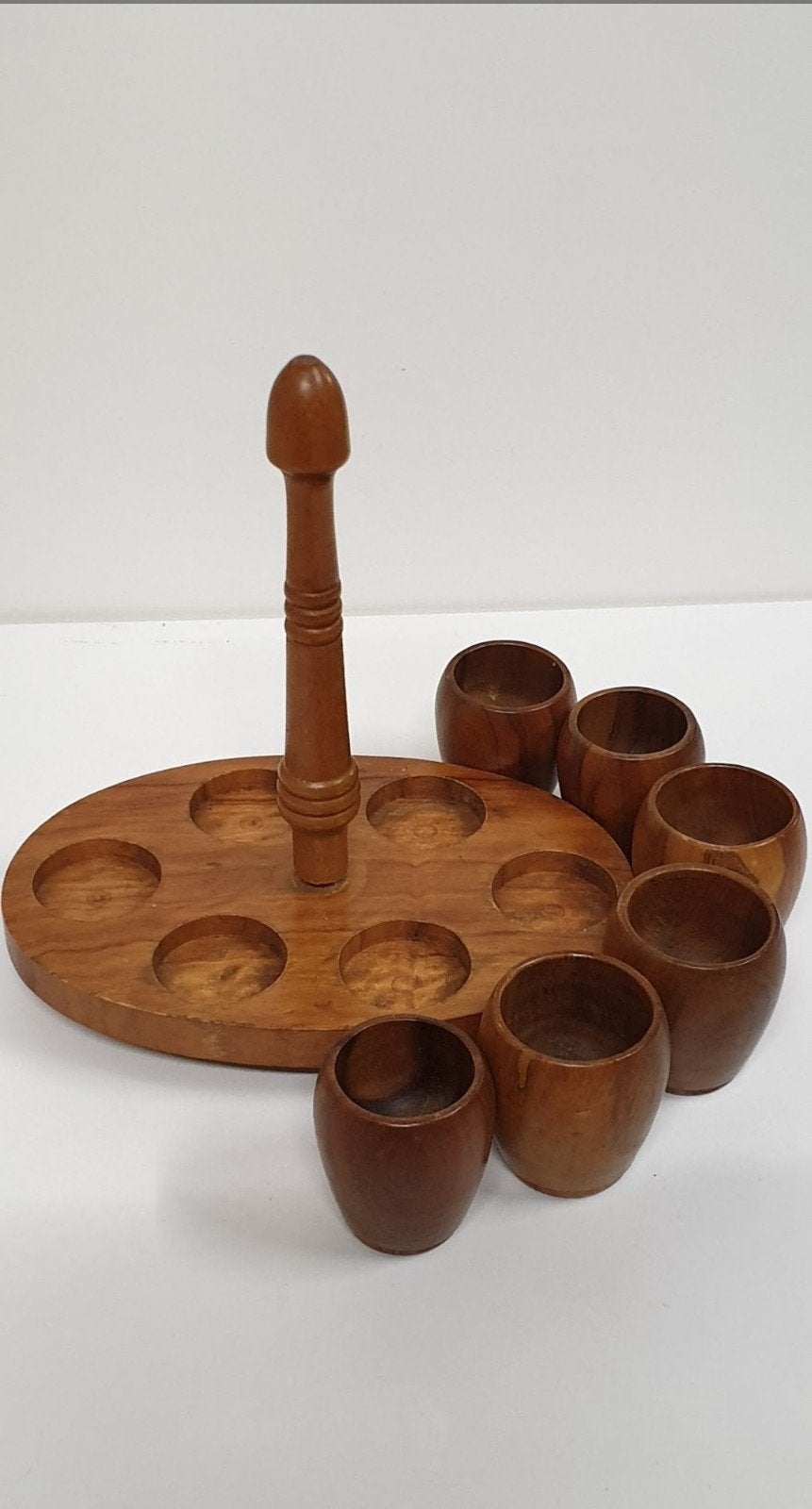 1708) set van 6 houten eierdopjes, Ophalen of Verzenden, Overige materialen, Overige stijlen, Overige typen