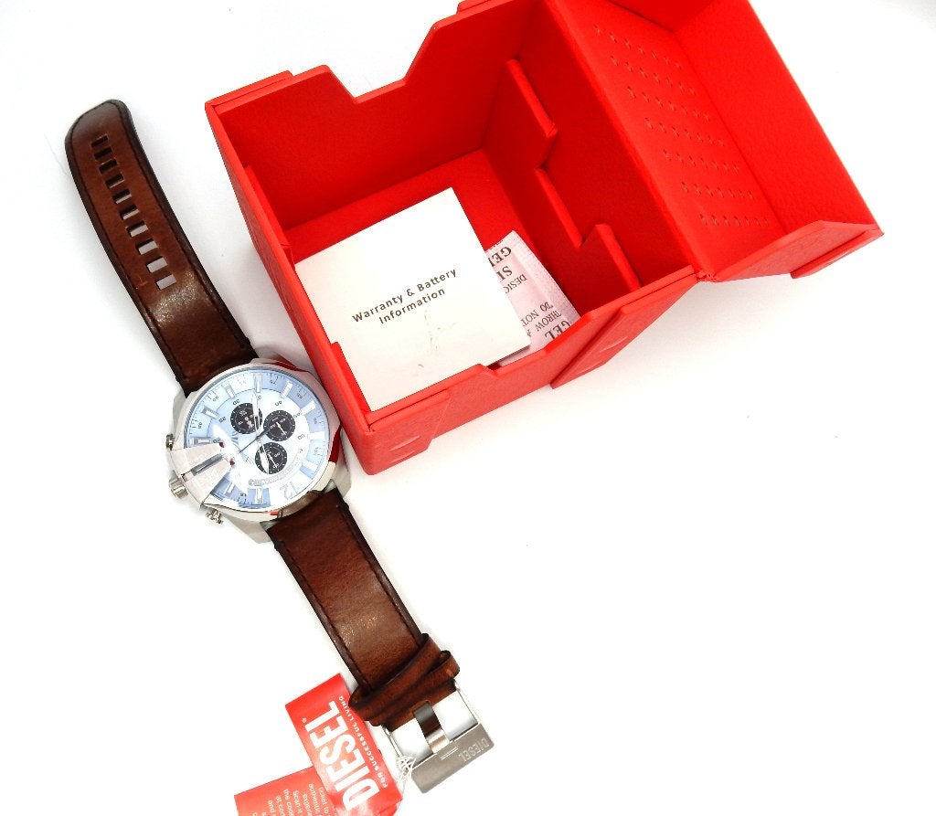 Diesel Mega Chief  Chronograaf Herenhorloge NIEUW, Overige merken, Leer, Staal, Polshorloge