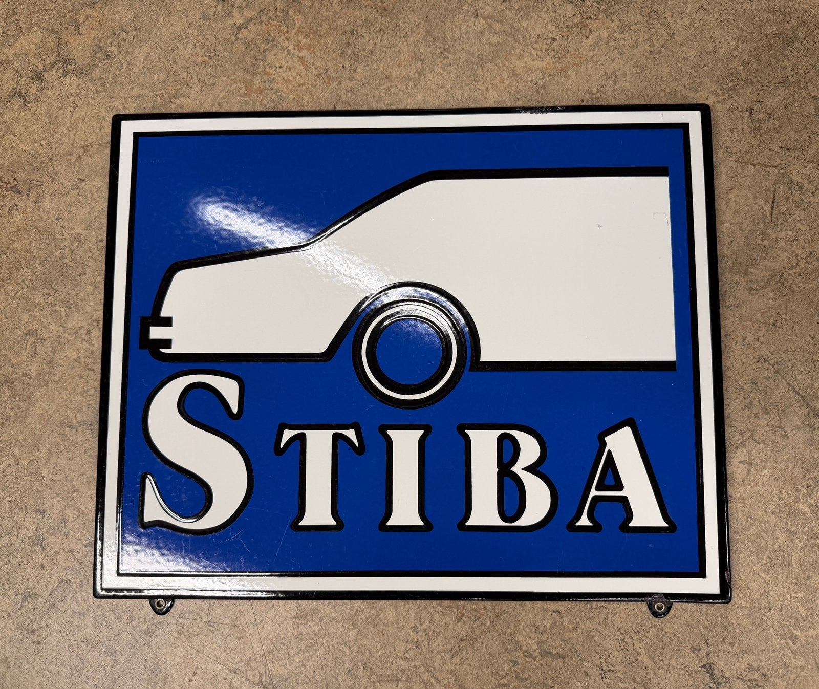 Topstaat origineel emaille bord STIBA reclamebord 50x40 cm !, Ophalen of Verzenden, Zo goed als nieuw, Reclamebord