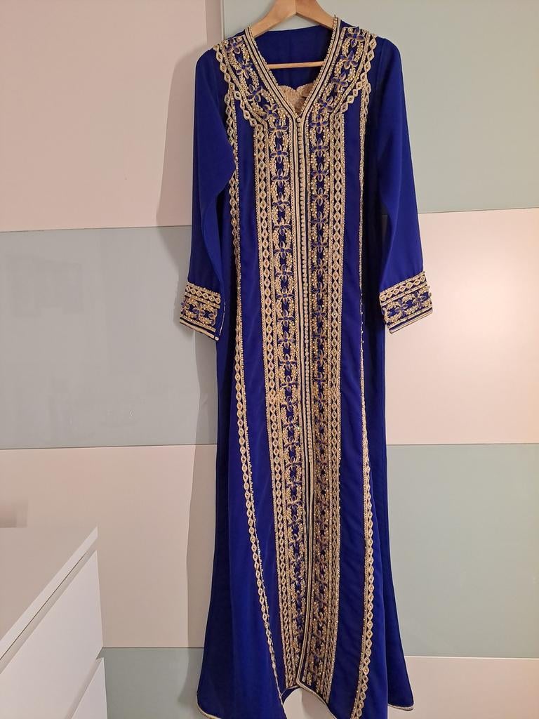 Nieuwe Kaftan Catftan Takchita Marokkaanse Jurk, Maat 38/40 (M), Overige typen, Blauw, Nieuw