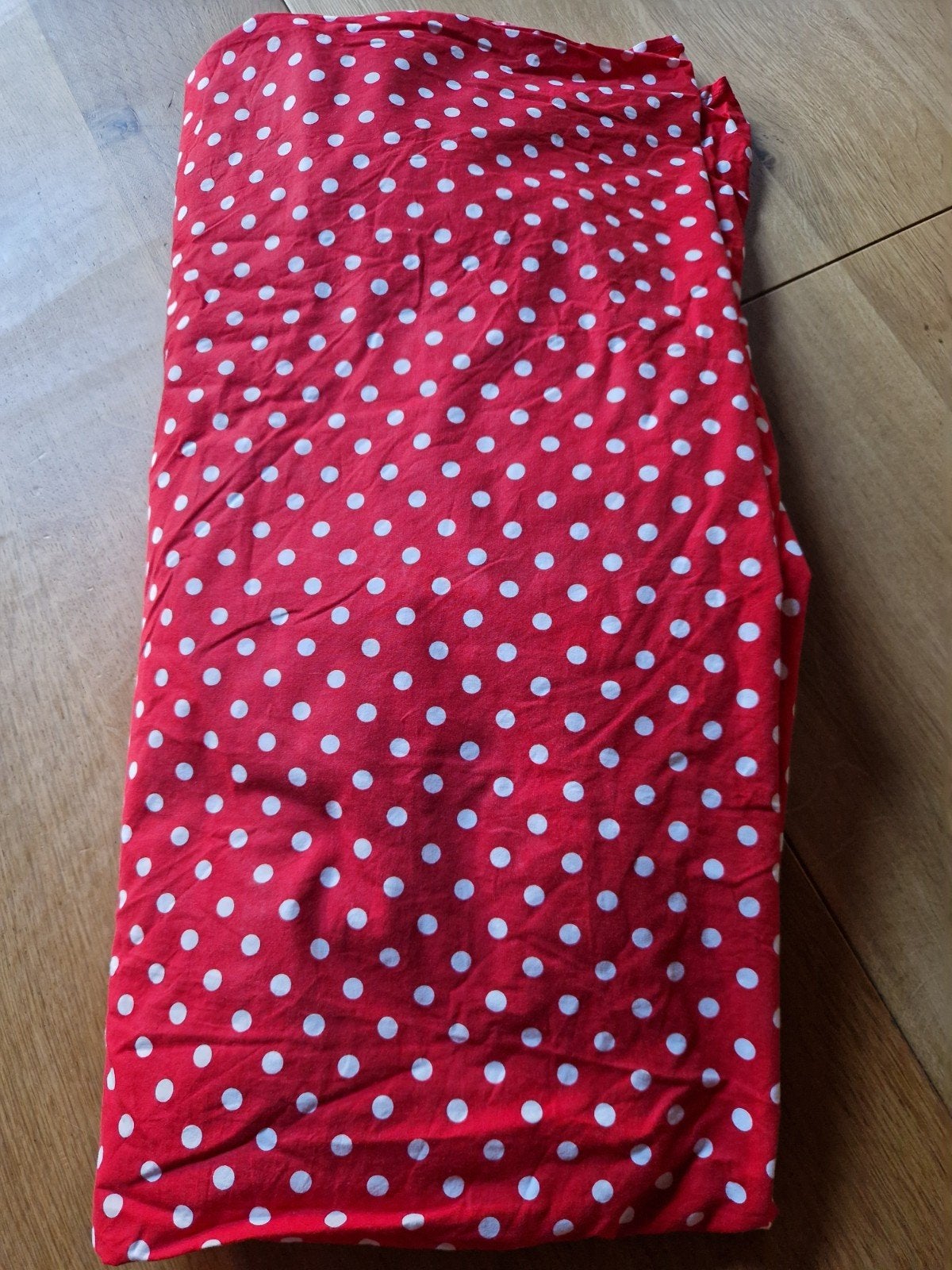 HOESLAKEN🍄 EENPERSOONS PIP ROOD MET WITTE STIPPEN POLKADOT, Ophalen of Verzenden, Eenpersoons, Rood, Dekbedovertrek