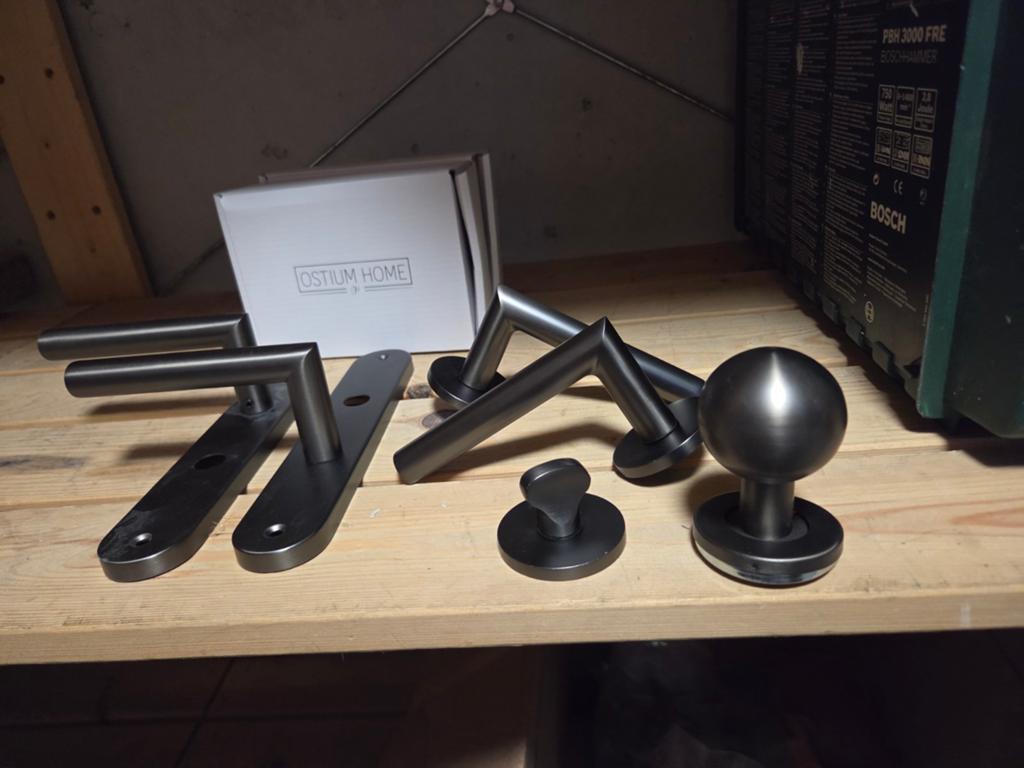 Deurbeslag nieuw "gun metal" -, Ophalen, Nieuw, Rvs, Klink of Kruk