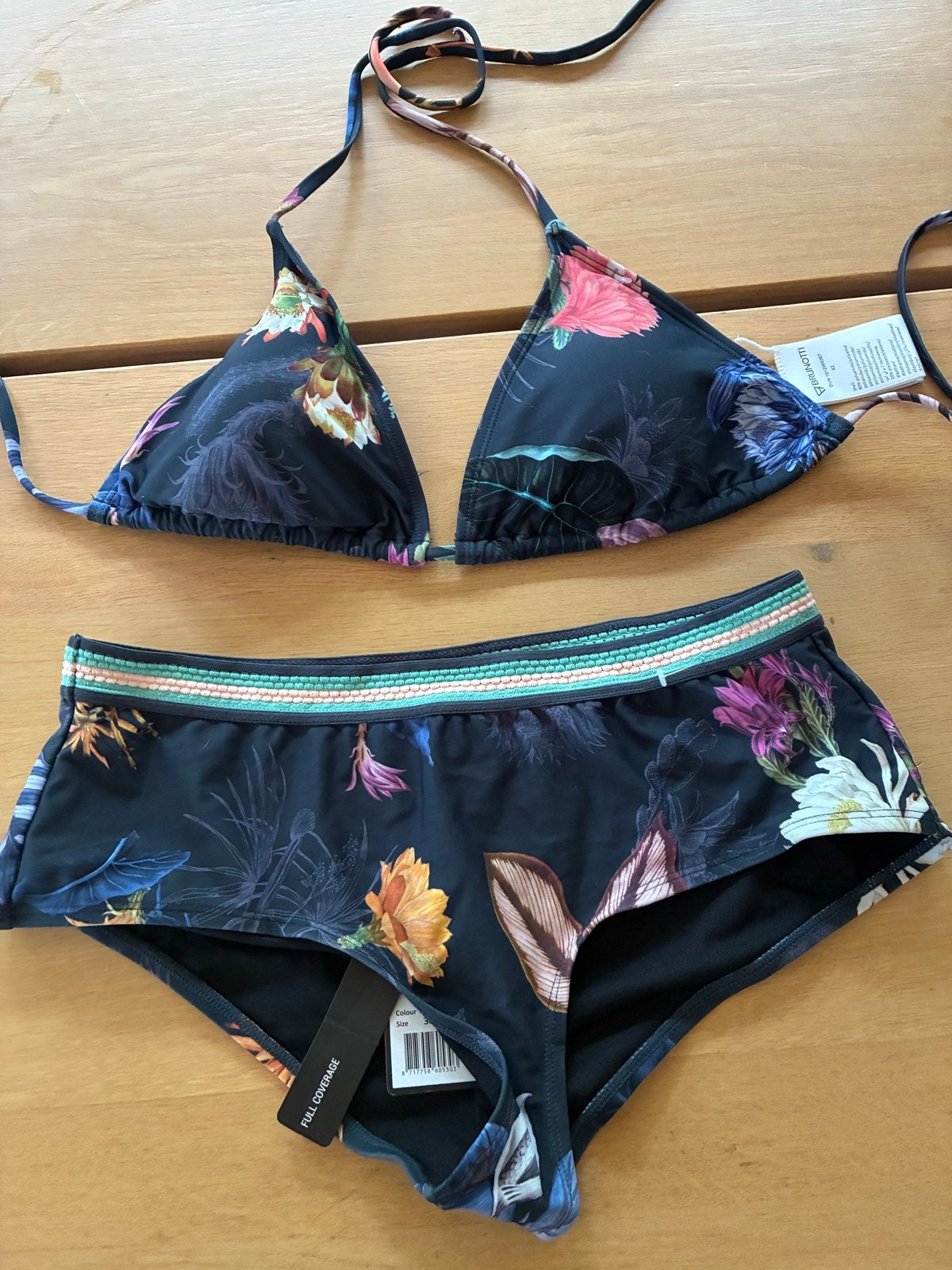 Brunotti bikini haltertop zwart print maat 38-42, Ophalen of Verzenden, Nieuw, Zwart, Bikini
