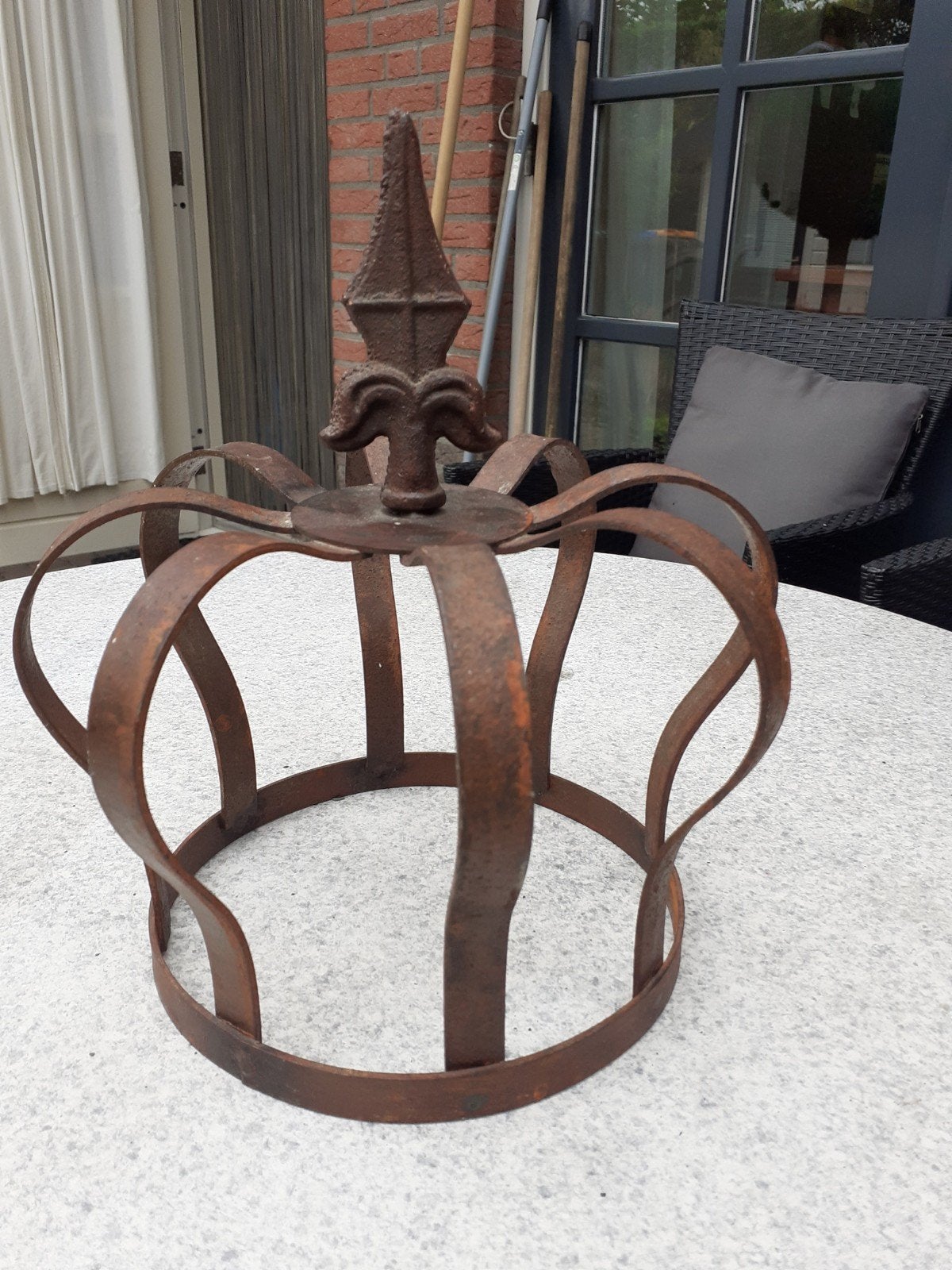 mooie brocante gietijzeren kroon, Ophalen, Minder dan 30 cm, Rond, Metaal