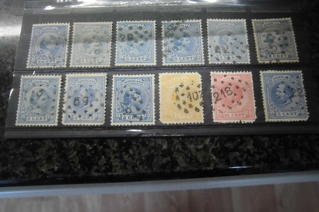 postzegels puntstempels Wilhelmina en Willem 3 6 tm 223, Ophalen of Verzenden, T/m 1940, Gestempeld
