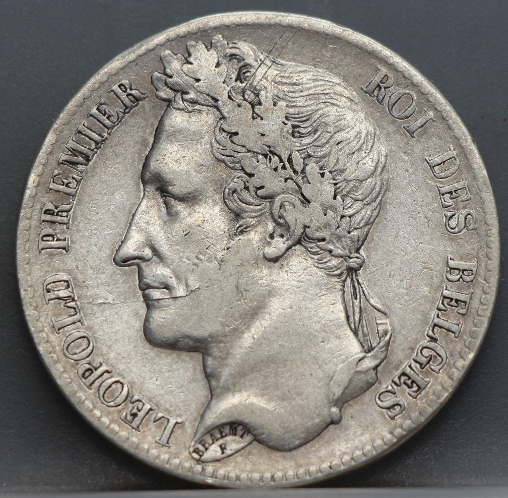 Zilveren 5 francs 1844 Belgie pos. B - zeldzaam, Zilver, Ophalen of Verzenden, Losse munt, Zilver
