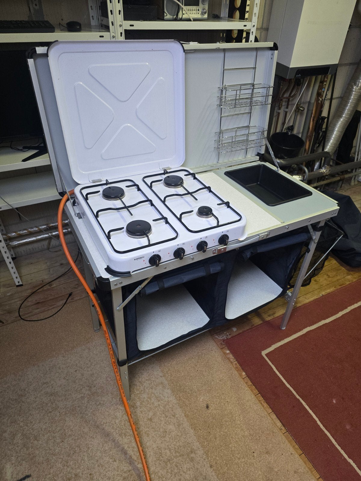Complete Campingkeuken met Gasfornuis en Spoelbak, Caravans en Kamperen, Kampeeraccessoires, Ophalen, Zo goed als nieuw