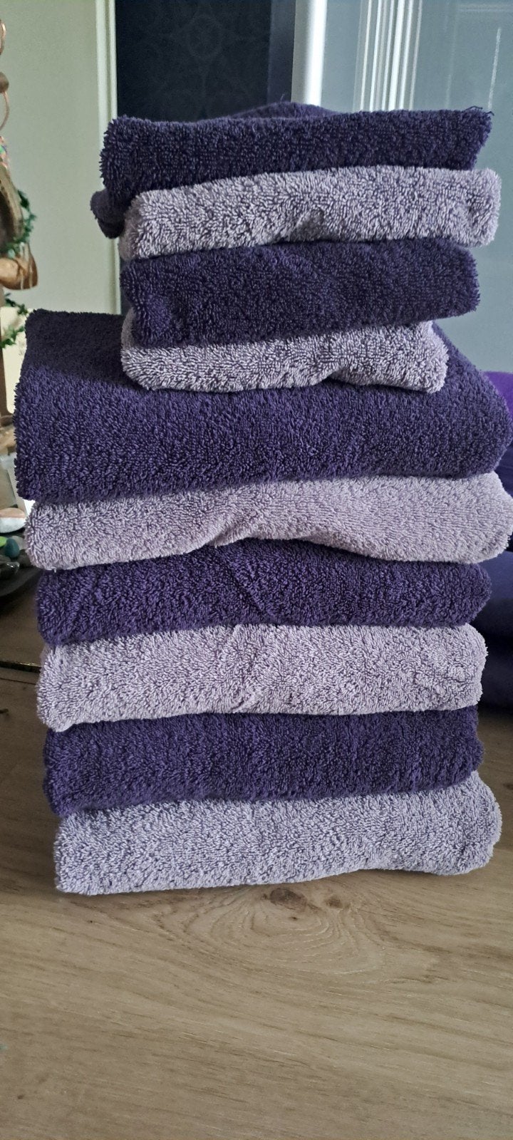 handdoeken set vanDyck met badmat lila/paars, Gebruikt, Paars, Handdoek, Vandyck