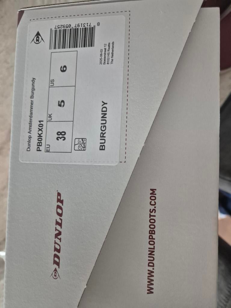 Dunlop Amsterdamer Burgundy Regenlaarzen Maat 38, Nieuw, Ophalen of Verzenden, Regenlaarzen, Dunlop